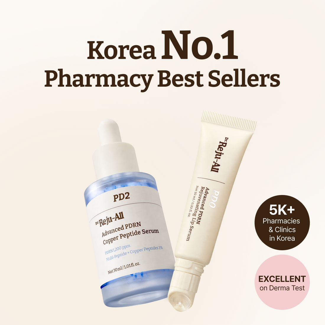 PDRN Plumping Duo: Advanced PDRN Copper Peptide Serum + Advanced PDRN Rejuvenating Lip Serum