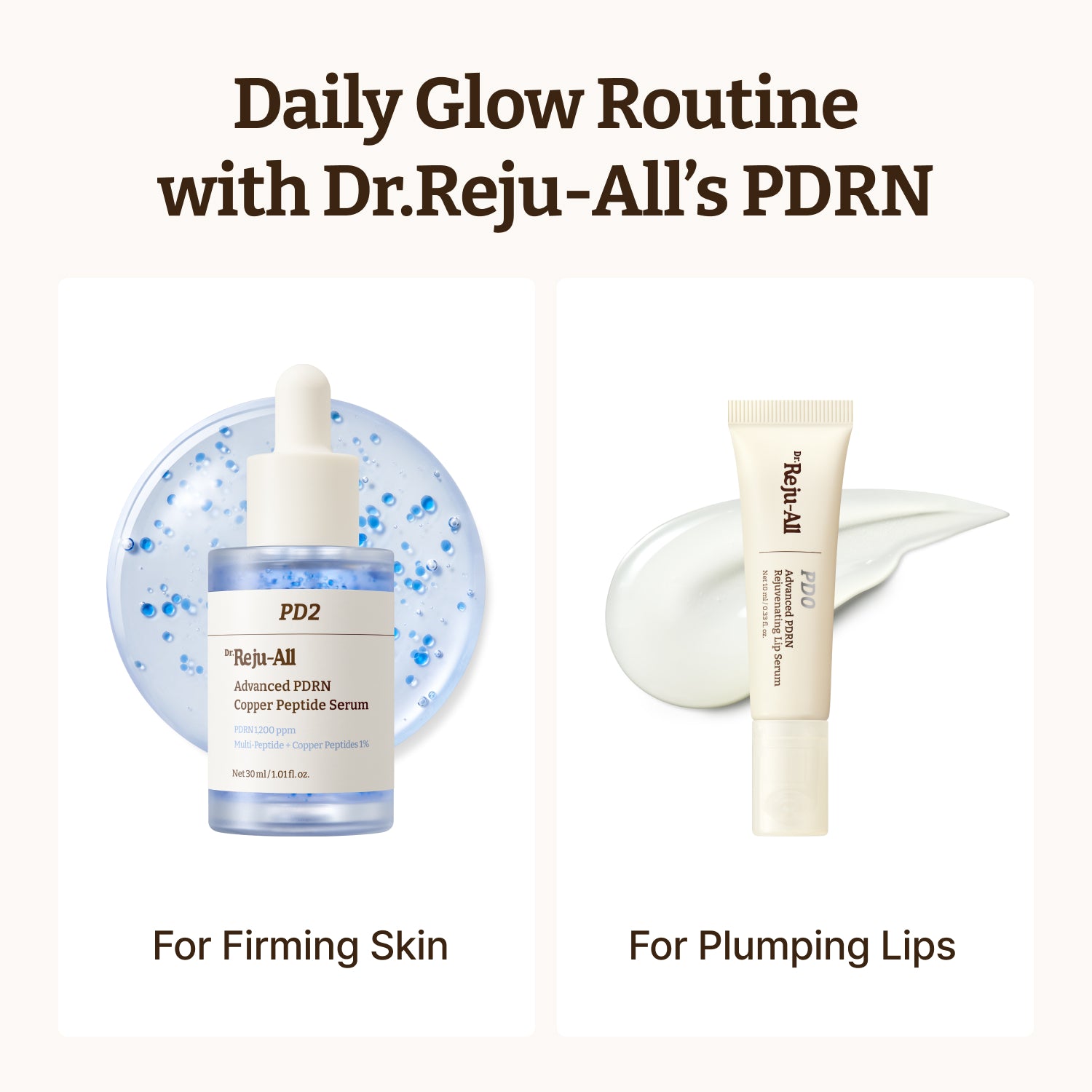 PDRN Plumping Duo: Advanced PDRN Copper Peptide Serum + Advanced PDRN Rejuvenating Lip Serum